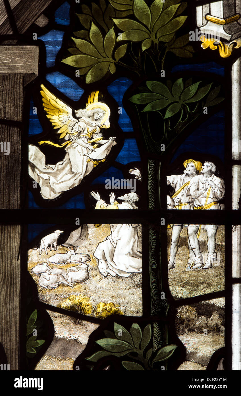An angel appearing to the shepherds stained glass, St. Andrew`s Church